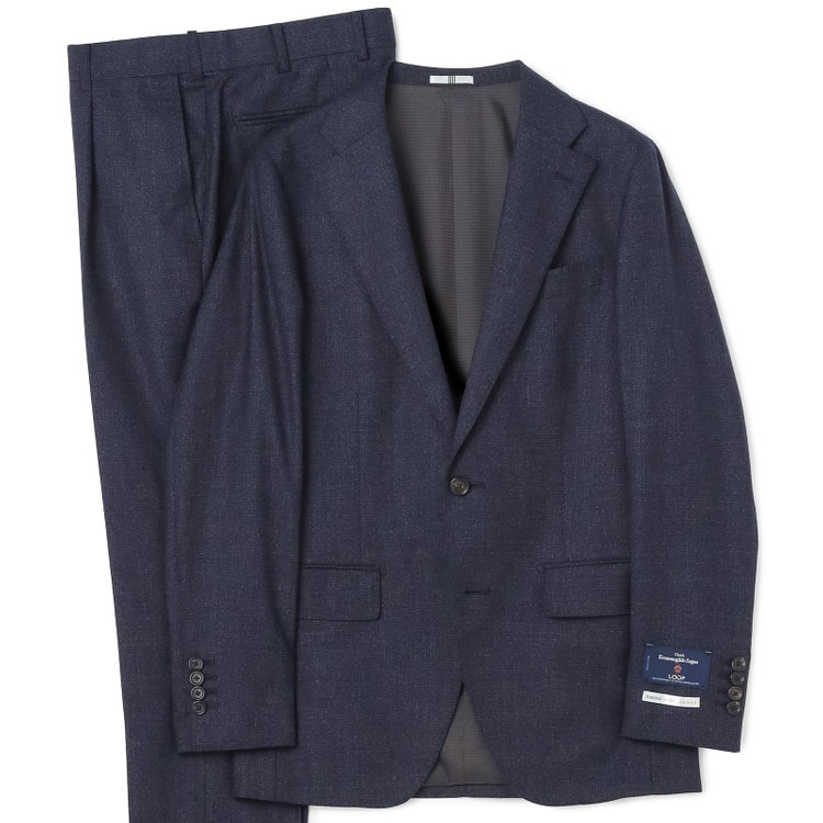シルバーライン 【発送在庫あり】【CLASSICO TAPERED】【秋冬】2釦シングルスーツ 1タック/ネイビー/Ermenegildo Zegna LOOP woven in italy/※裾上げ必要 青濃色