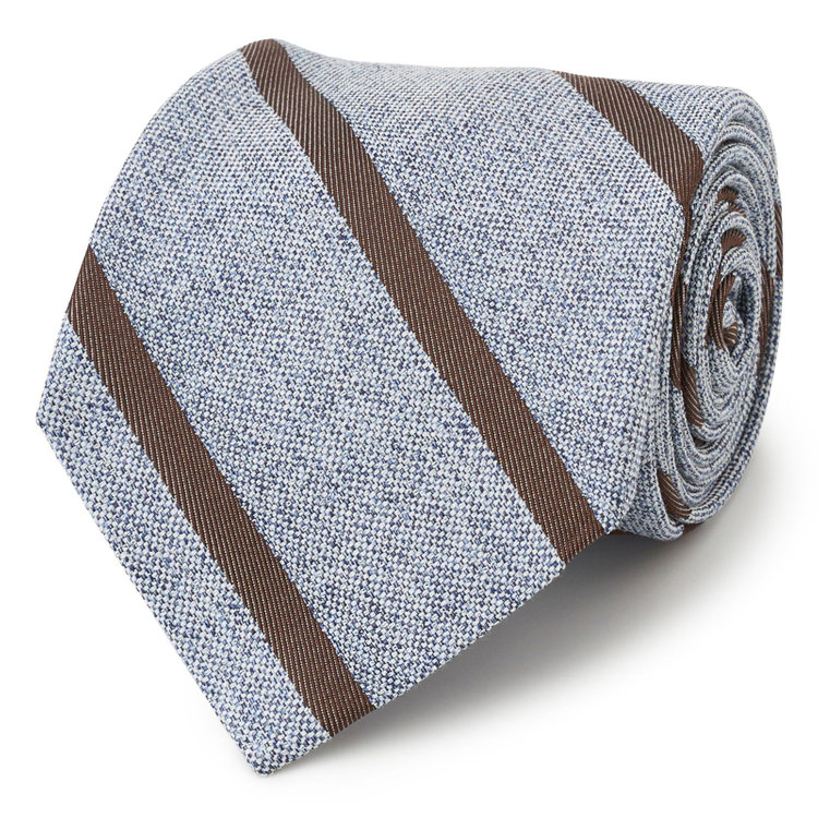 シルバーライン 【SILVER LINE】コットンシルクストライプネクタイ 8.5cm幅/グレーグリーン×ブラウン/Finest fabrics by COMO ITALY その他