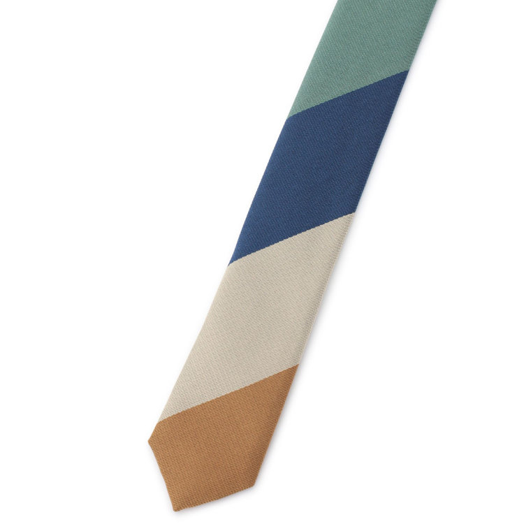 シルバーライン 【SILVER LINE】シルクストライプネクタイ 8.5cm幅/ネイビー×グリーン×オレンジ×ベージュ/JAPAN MADE その他