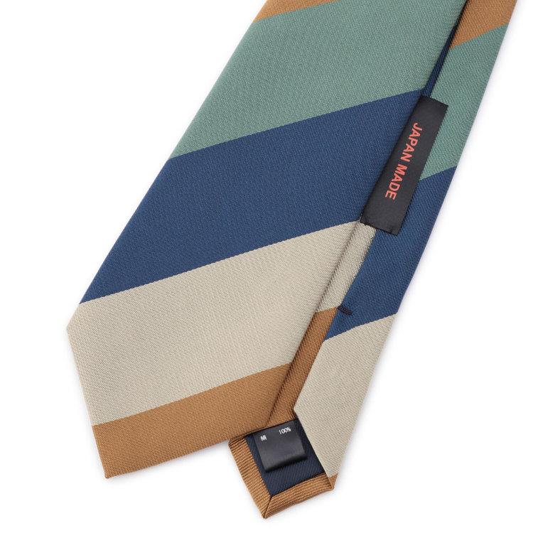 シルバーライン 【SILVER LINE】シルクストライプネクタイ 8.5cm幅/ネイビー×グリーン×オレンジ×ベージュ/JAPAN MADE その他