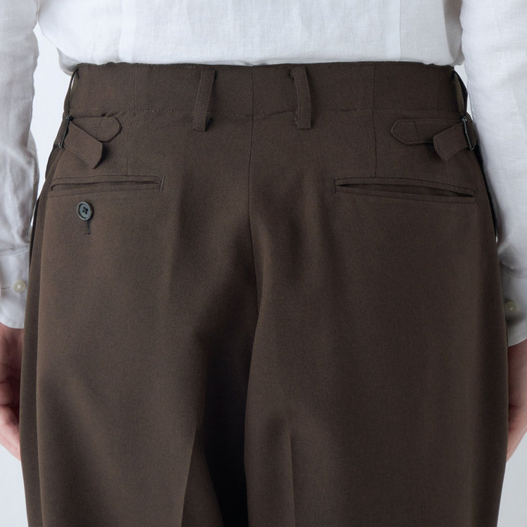 シルバーライン 【RBC】【春夏】2タックパンツ/ブラウン/サイド尾錠/4S SUSTAINABILITY&ECOLOGY FABRIC/※裾上げ必要 茶中間