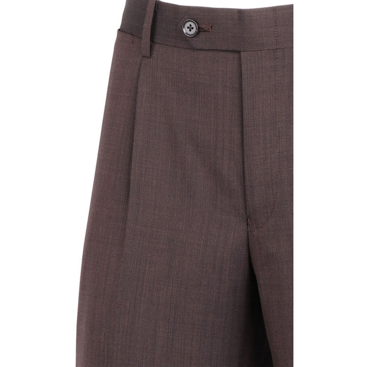 スーツセレクト 【CLASSICO TAPERED】【春夏】ウール 1タックテーパードパンツ/ブラウン×ソリッド/ウエストムーブ/ウォッシャブル/※裾上げ必要 ブラウン系(茶)