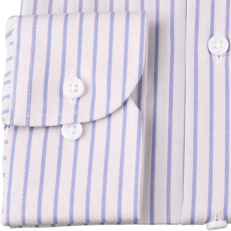 ブラックライン 【発送在庫あり】【SILVER LINE】【形態安定】ホリゾンタルワイドドレスワイシャツ/ホワイト×ブルーストライプ ブルー系(青)