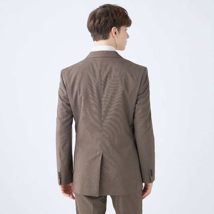 ブラックライン 【SLIM TAPERED_2】【春夏】2釦シングルスーツ 0タック/ブラウン/ウエストシャーリング/4S SUSTAINABILITY&ECOLOGY FABRIC/ウォッシャブル/※パンツ裾上げ済仕様 茶中間