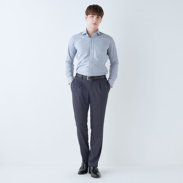 シルバーライン 【CLASSICO TAPERED】【春夏】1タックテーパードパンツ/ネイビー/ウエストシャーリング/4S SUSTAINABILITY&ECOLOGY FABRIC/※裾上げ必要 紺濃色