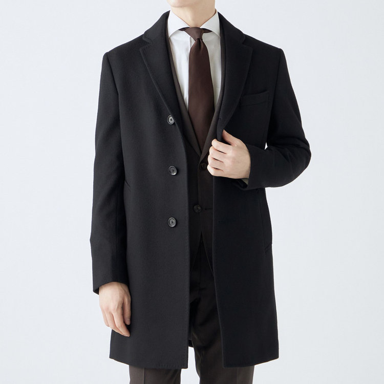 ブラックライン 【BL】ウールチェスターコート/ブラック×ソリッド/NEW ZEALAND WOOL LIMITED EDITION 黒