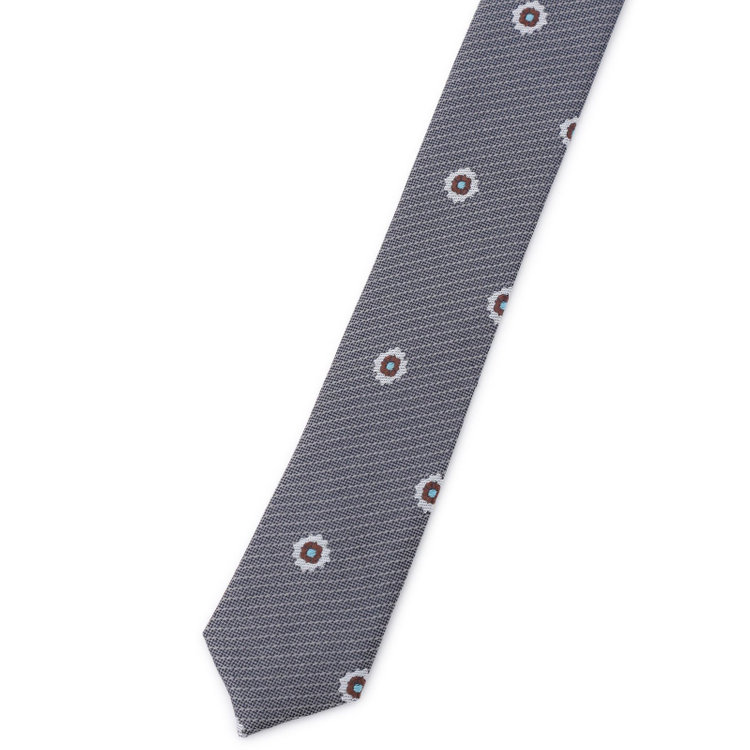 ブラックライン 【BLACK LINE】シルク小紋ネクタイ 7.5cm幅/グレー その他