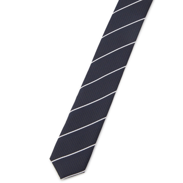 ブラックライン 【BLACK LINE】シルクブレンドストライプネクタイ 7.5cm幅/ネイビー×ホワイト その他