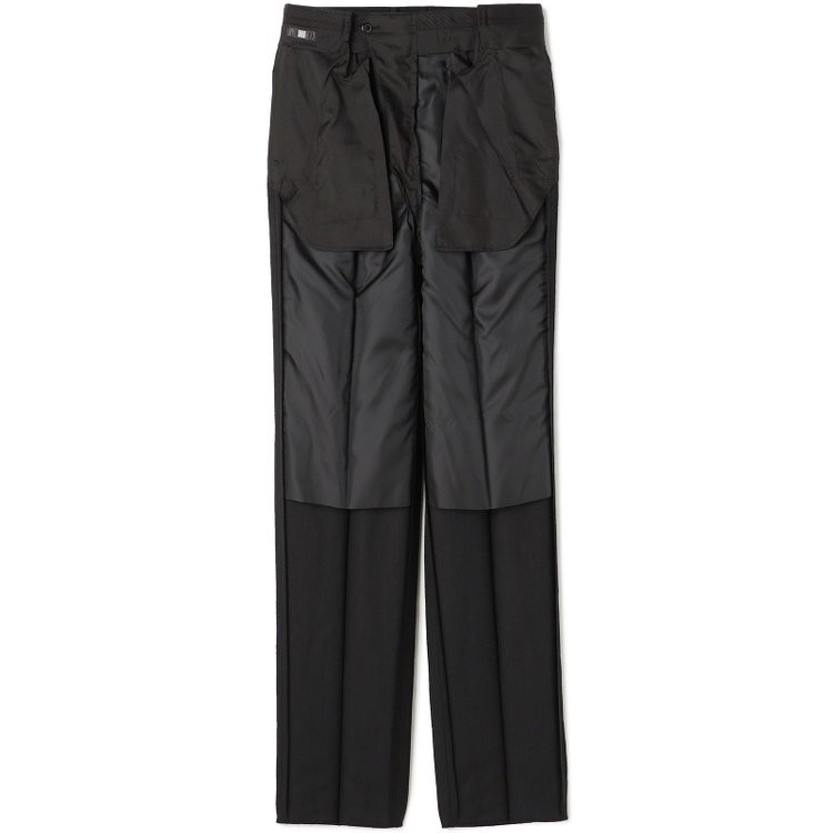 ソノタ 【BLACK LINE】1タックワイドシルエットパンツ/ダークグレー/NEW ZEALAND WOOL MIX/※裾上げ必要 グレー濃色