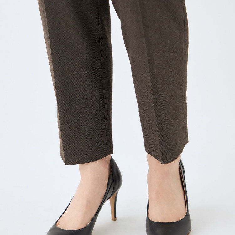 シルバーライン 【RELAX TAPERED】【秋冬】テーパードパンツ/ブラウン/ウエストシャーリング/RE:NEWOOL/※裾上げ済み仕様 緑濃色