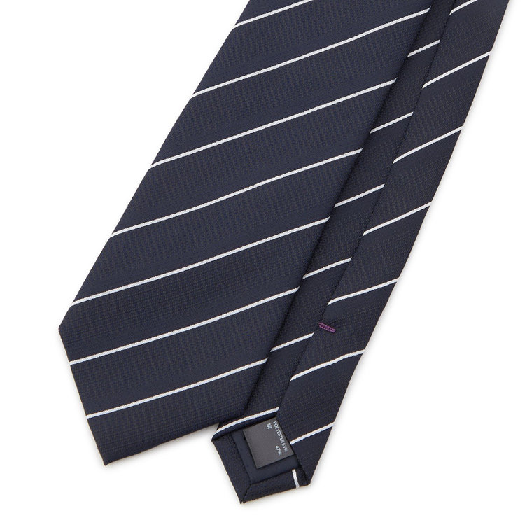 ブラックライン 【BLACK LINE】シルクブレンドストライプネクタイ 7.5cm幅/ネイビー×ホワイト その他