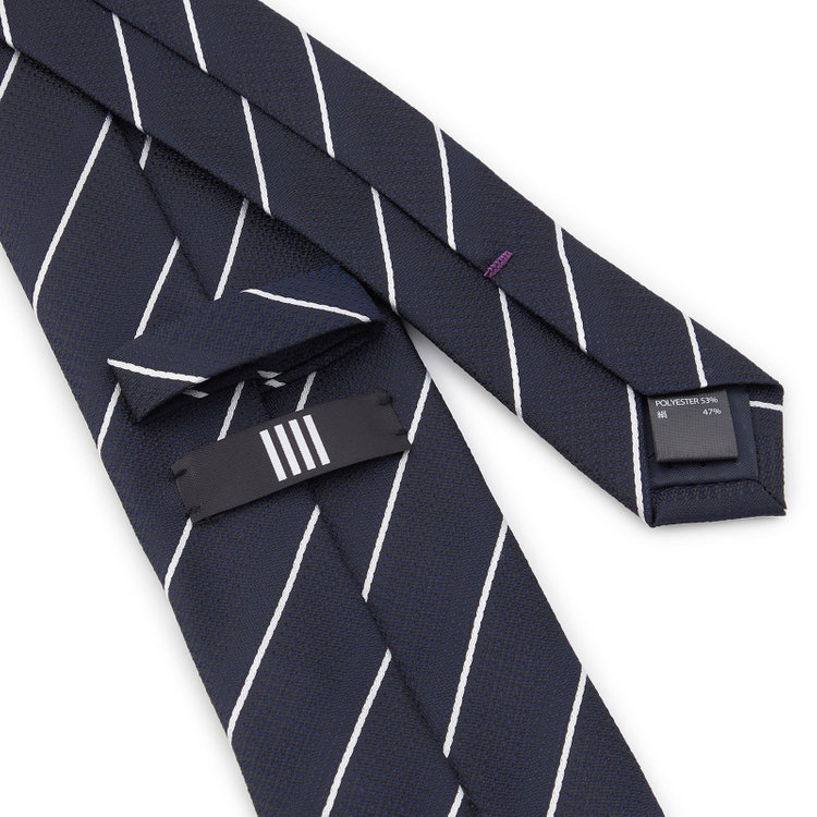 ブラックライン 【BLACK LINE】シルクブレンドストライプネクタイ 7.5cm幅/ネイビー×ホワイト その他