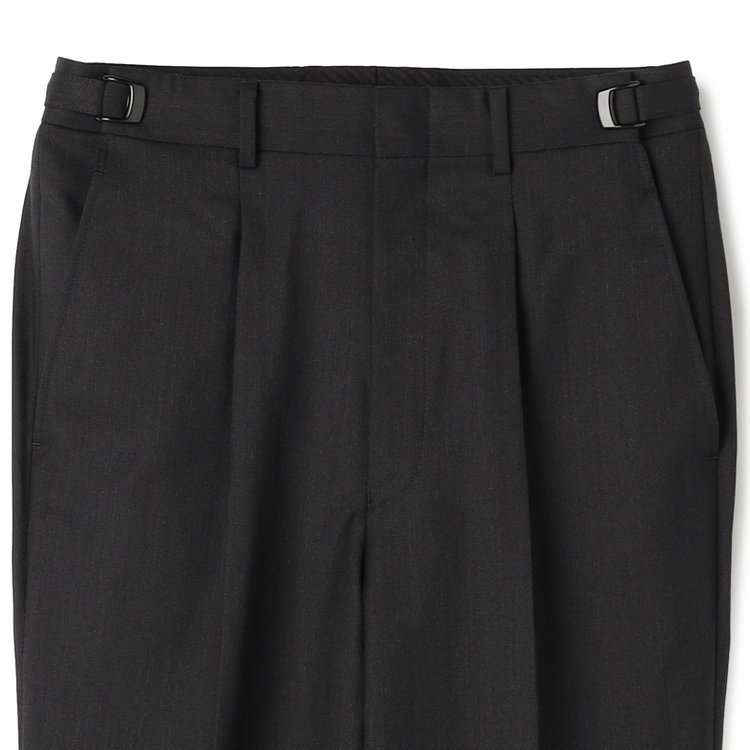 ソノタ 【BLACK LINE】1タックワイドシルエットパンツ/ダークグレー/NEW ZEALAND WOOL MIX/※裾上げ必要 グレー濃色