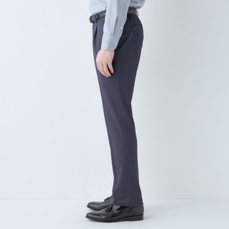 シルバーライン 【CLASSICO TAPERED】【春夏】1タックテーパードパンツ/ネイビー/ウエストシャーリング/4S SUSTAINABILITY&ECOLOGY FABRIC/※裾上げ必要 紺濃色