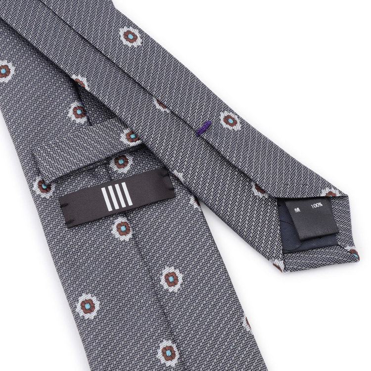 ブラックライン 【BLACK LINE】シルク小紋ネクタイ 7.5cm幅/グレー その他