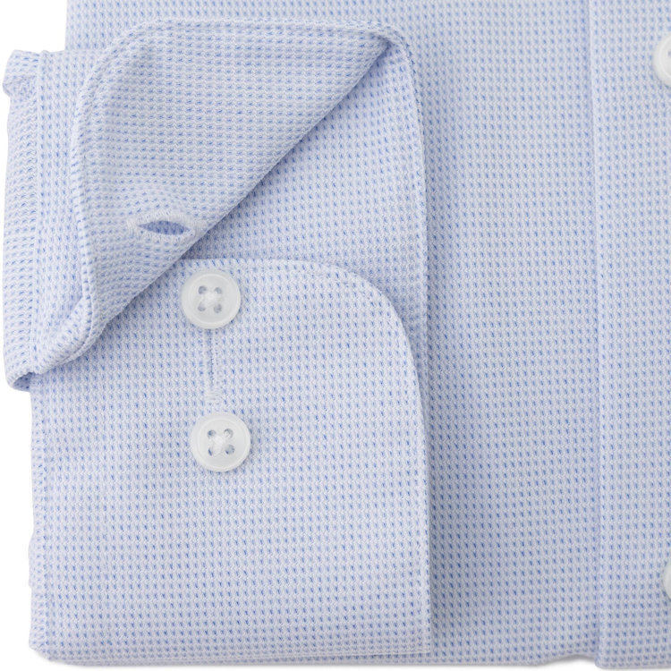 ブラックライン 【発送在庫あり】【WEB限定】【BLACK LINE】ボタンダウンワイシャツ/ブルー＆ホワイト×ドビー/「4S」スーパーノンアイロン・ストレッチ 青中間