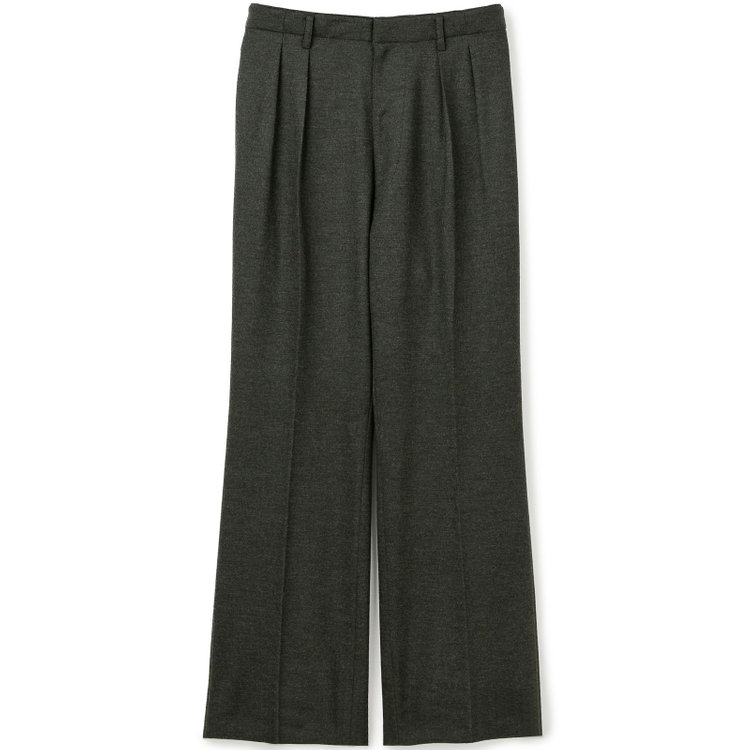 シルバーライン 【Take.it.easy】2タックワイドパンツ/カーキ×フランネルニット/※裾上げ必要 緑濃色