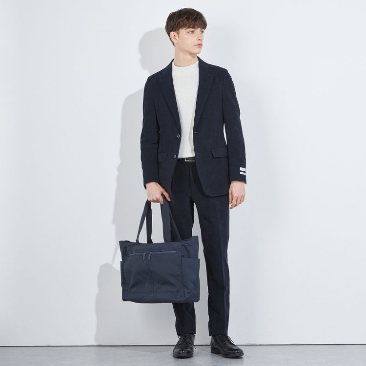 シルバーライン 【CLASSICO TAPERED】【秋冬】1タックテーパードパンツ/ネイビー×コーデュロイ/ウエストシャーリング/4S SUSTAINABILITY&ECOLOGY FABRIC/※裾上げ必要 紺濃色