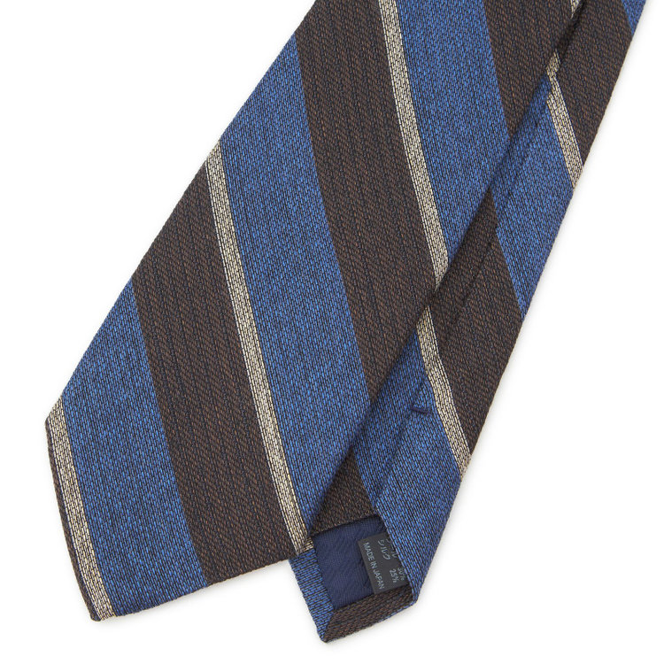 シルバーライン 【発送在庫あり】【SILVER LINE】コットンウールシルクストライプネクタイ 8.5cm幅/ネイビー×ブラウン/ITALIAN FABRICS その他