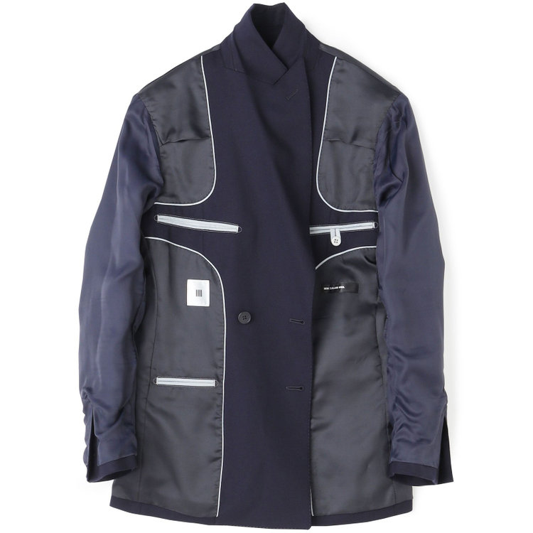 シルバーライン 【CLASSICO TAPERED】【秋冬】ウール6釦2掛けダブルジャケット/ネイビー/チェンジポケット/ゴールド釦/NEW ZEALAND WOOL 紺中間