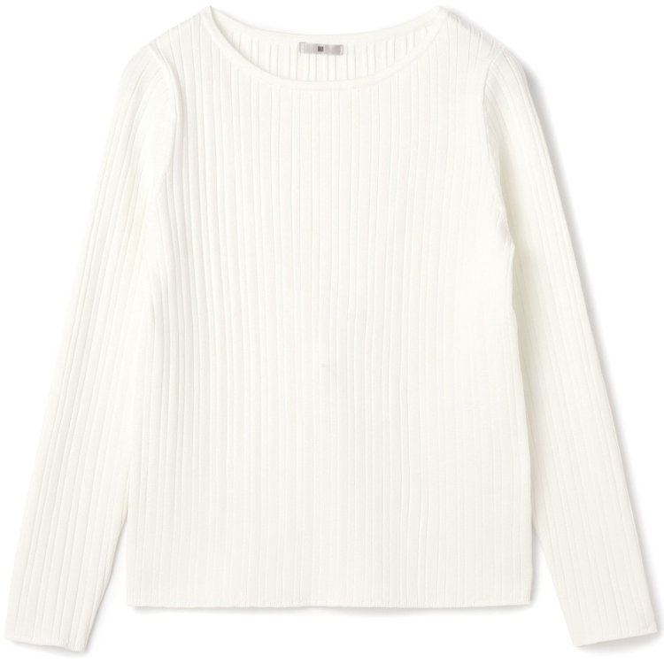 SUIT SELECT　アウトレット 【WEB限定/OUTLET/汚れ・キズ等有】【SL】【秋冬】【長袖】 ボートネック ニットセーター/ホワイト/マシンウォッシャブル 白