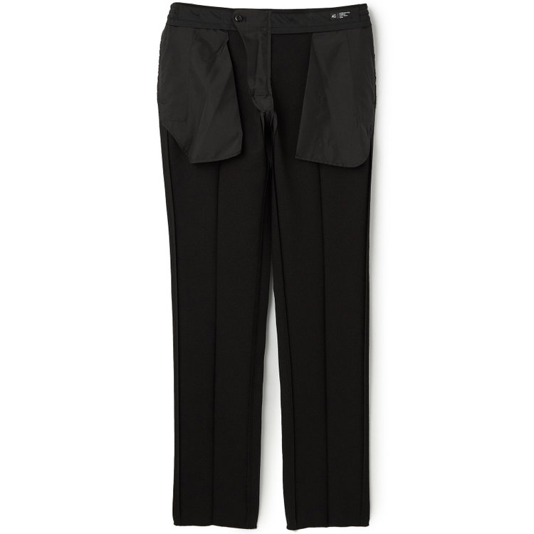 ブラックライン 【SLIM TAPERED】【秋冬】0タックテーパードパンツ/ブラック/ウエストシャーリング/4S「ウォッシャブル」「ストレッチ」/※裾上げ済仕様 黒