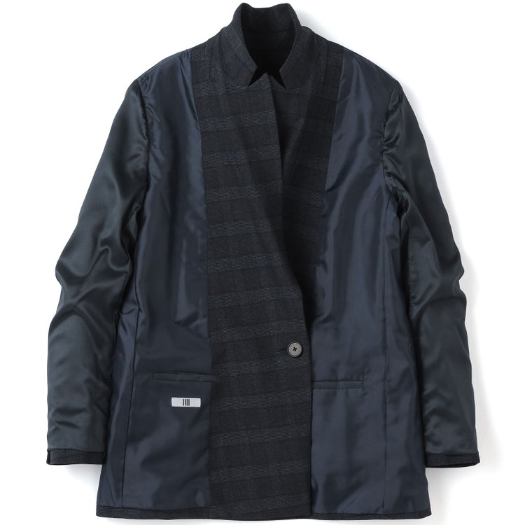 シルバーライン 【SL】【秋冬】4釦1掛ダブル パンツスーツ/ネイビー×チェック/ウォッシャブル/※パンツ裾上げ済仕様 紺中間