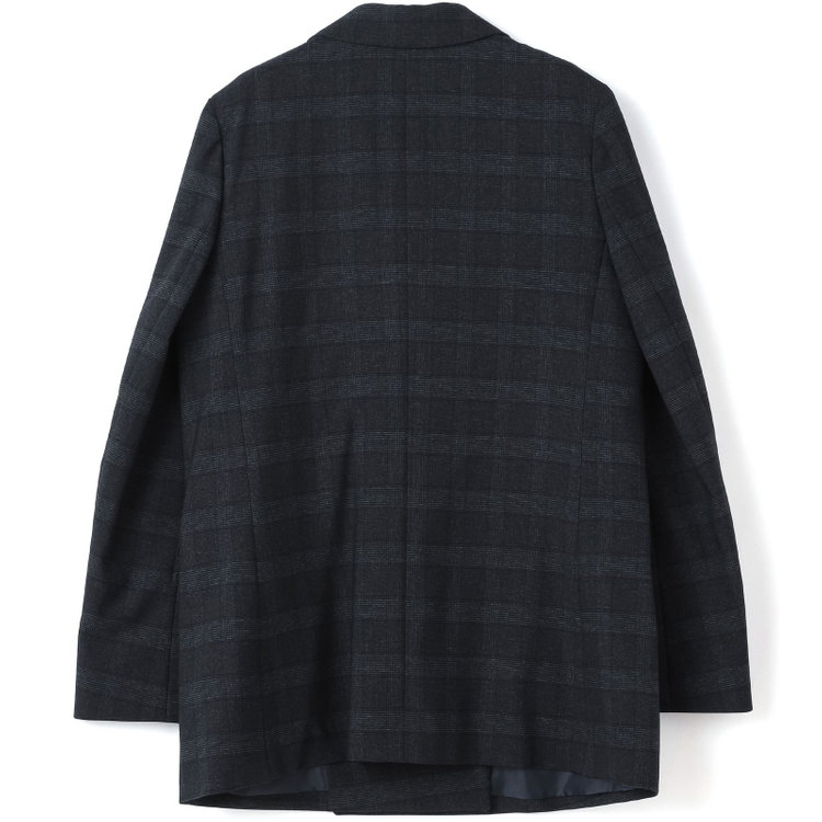 シルバーライン 【SL】【秋冬】4釦1掛ダブル パンツスーツ/ネイビー×チェック/ウォッシャブル/※パンツ裾上げ済仕様 紺中間