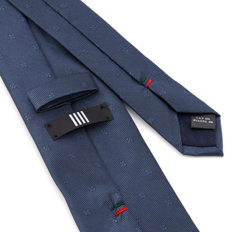 ブラックライン 【BLACK LINE】シルクブレンド小紋ネクタイ 7.5cm幅/ライトネイビー その他