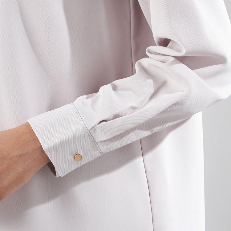 シルバーライン 【SL/長袖】ボウタイプルオーバー/ピンク/「ウォッシャブル」「ストレッチ」「防シワ」「UV加工」「静電気防止」 赤淡色