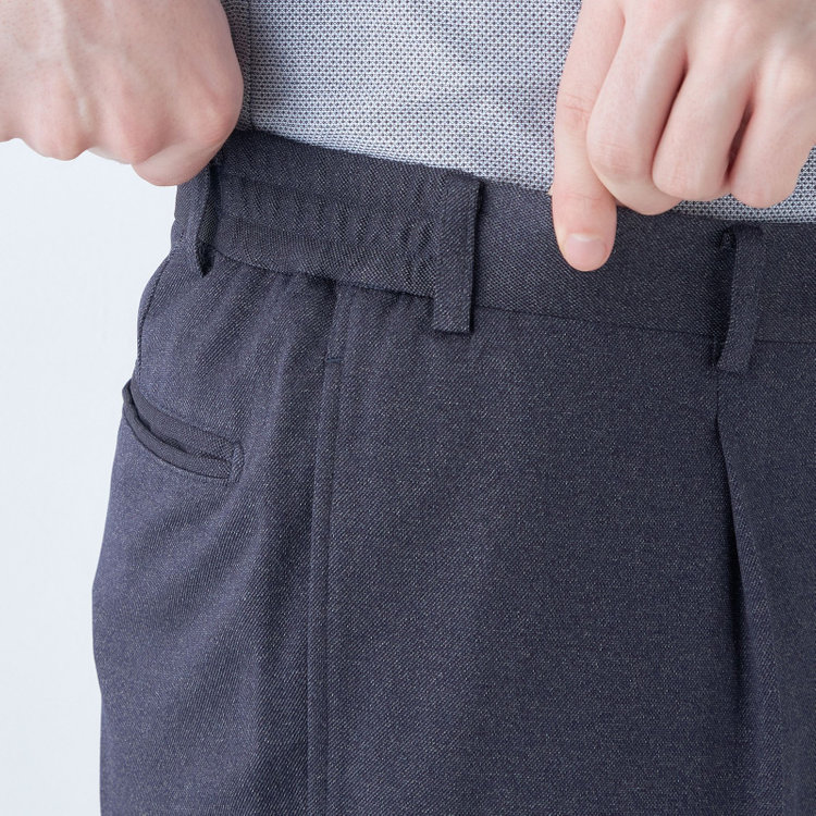 シルバーライン 【CLASSICO TAPERED】【春夏】1タックテーパードパンツ/ネイビー/ウエストシャーリング/4S SUSTAINABILITY&ECOLOGY FABRIC/※裾上げ必要 紺濃色