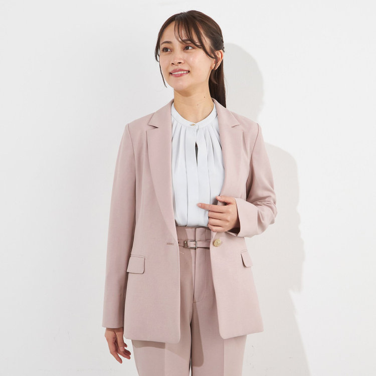 シルバーライン 【SILVER LINE】【年間】1釦シングルパンツスーツ/ピンク/ウォッシャブル/Naturemier/4S SUSTAINABILITY&ECOLOGY FABRIC/※パンツ裾上げ済仕様 赤淡色