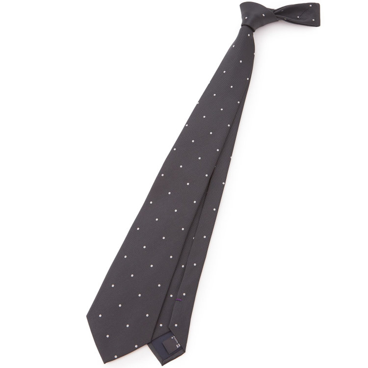 ブラックライン 【BLACK LINE】シルクブレンドドットネクタイ 7.5cm幅/グレー その他