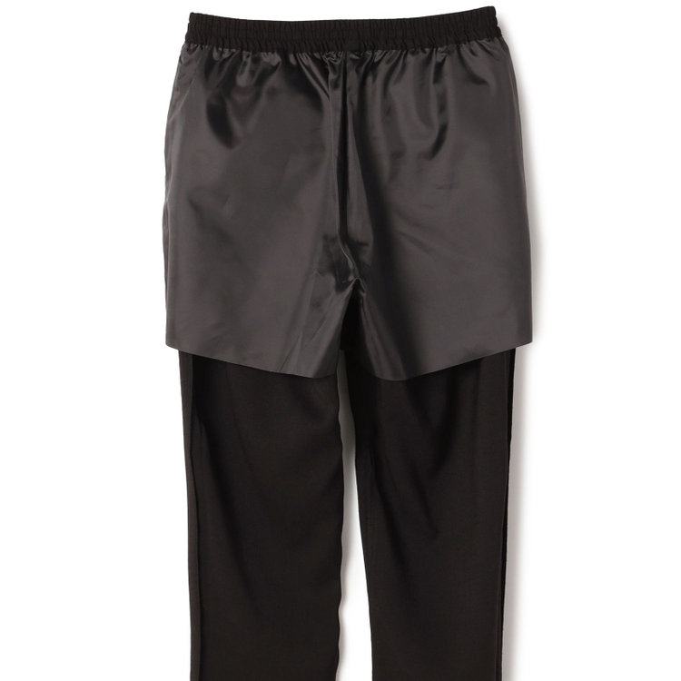 ブラックライン 【RBC】【春夏】ドローコード付きテーパードパンツ/ブラック×シャドーチェック/ウエストシャーリング/裾上げ済仕様 黒