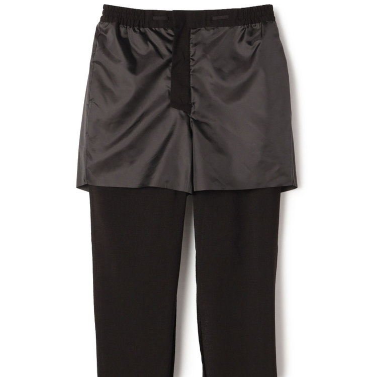 ブラックライン 【RBC】【春夏】ドローコード付きテーパードパンツ/ブラック×シャドーチェック/ウエストシャーリング/裾上げ済仕様 黒