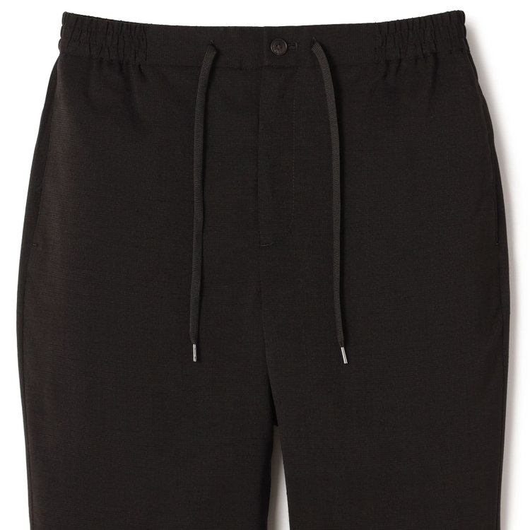 ブラックライン 【RBC】【春夏】ドローコード付きテーパードパンツ/ブラック×シャドーチェック/ウエストシャーリング/裾上げ済仕様 黒