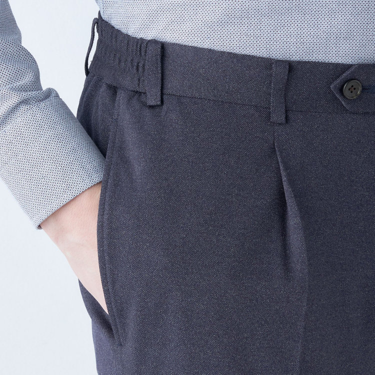 シルバーライン 【CLASSICO TAPERED】【春夏】1タックテーパードパンツ/ネイビー/ウエストシャーリング/4S SUSTAINABILITY&ECOLOGY FABRIC/※裾上げ必要 紺濃色
