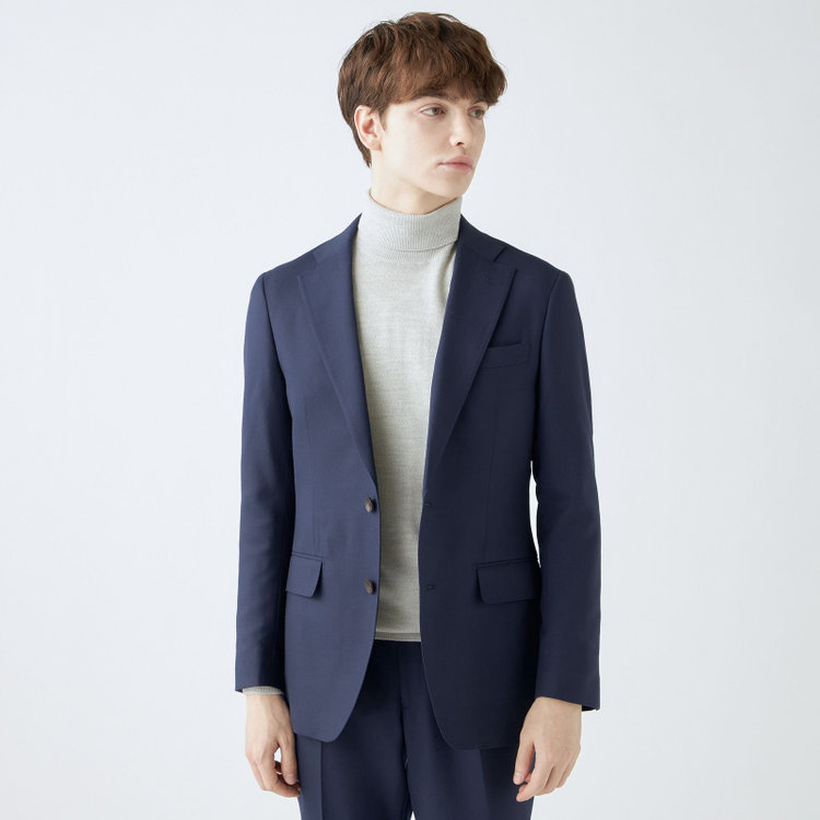 シルバーライン 【CLASSICO TAPERED】【秋冬】2釦シングルスーツ 1タック/ネイビー/super extra fine merino wool Raymond/※裾上げ必要 紺中間
