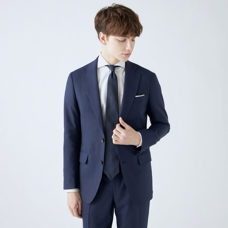 シルバーライン 【CLASSICO TAPERED】【秋冬】2釦シングルスーツ 1タック/ネイビー/super extra fine merino wool Raymond/※裾上げ必要 紺中間