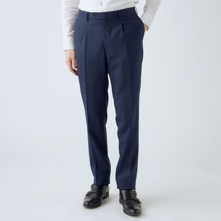 シルバーライン 【CLASSICO TAPERED】【秋冬】2釦シングルスーツ 1タック/ネイビー/super extra fine merino wool Raymond/※裾上げ必要 紺中間
