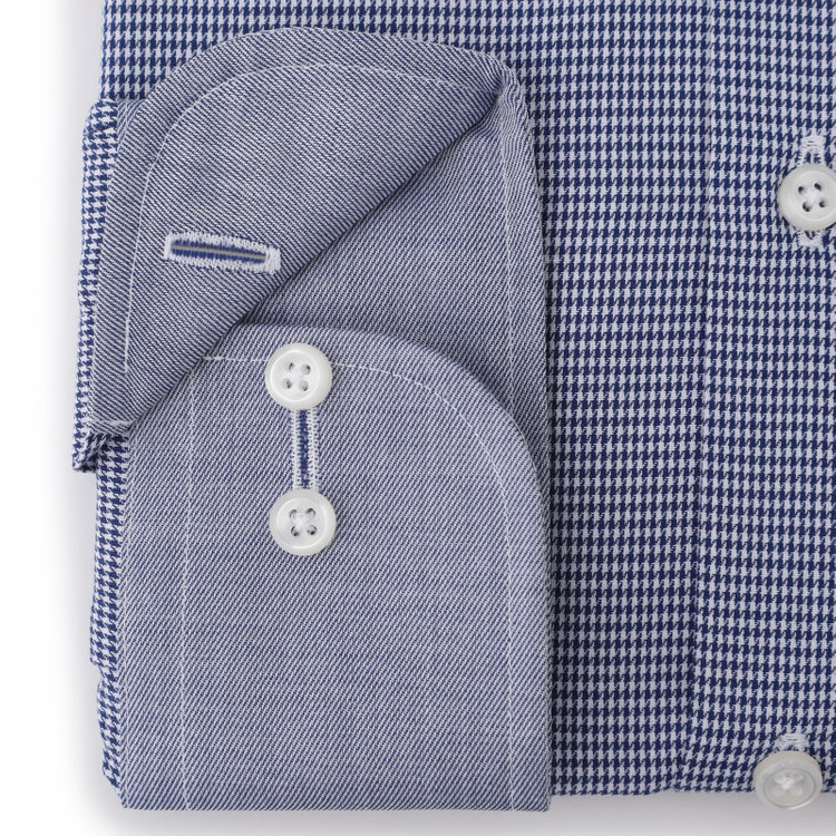 ブラックライン 【発送在庫あり】【BLACK LINE】【形態安定】クレリックワイドカラードレスワイシャツ/襟袖口：ネイビー+ネイビー×チェック 紺中間