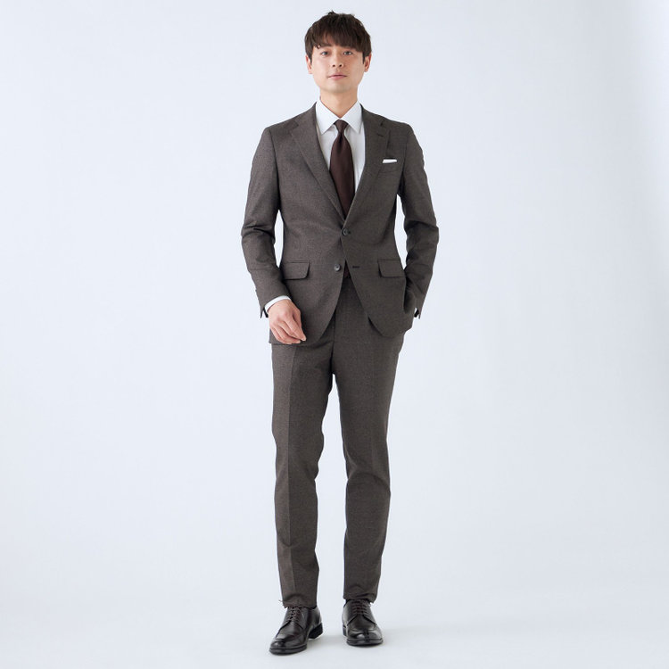 シルバーライン 【発送在庫あり】【CLASSICO TAPERED】【秋冬】2釦シングルスーツ 1タック/ブラウン/CANONICO 1663 fabric made in italy/※裾上げ必要 茶中間