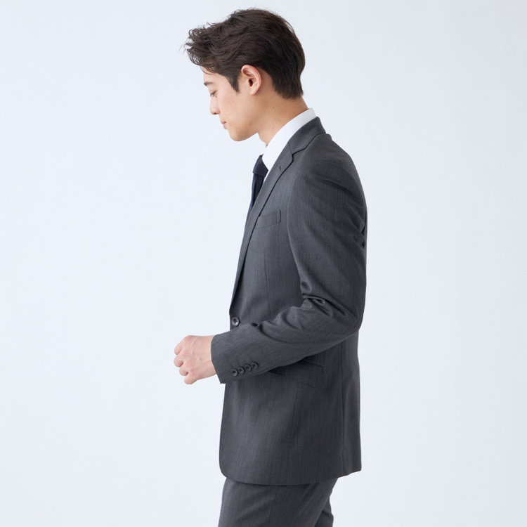ブラックライン 【KSW】【年間】2釦シングルスーツ 0タック/グレー/ウエストシャーリング/ウォッシャブル/MOVING STRETCH/※裾上げ必要 グレー濃色