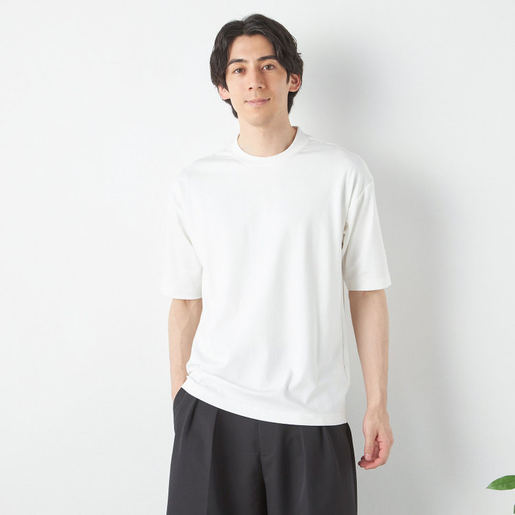 スーツセレクト 【RBC/五分袖】プレミアムコットンTシャツ /  クルーネック / ホワイト 白