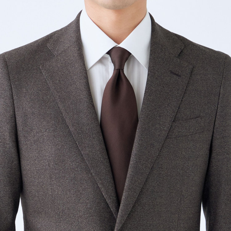 シルバーライン 【発送在庫あり】【CLASSICO TAPERED】【秋冬】2釦シングルスーツ 1タック/ブラウン/CANONICO 1663 fabric made in italy/※裾上げ必要 茶中間