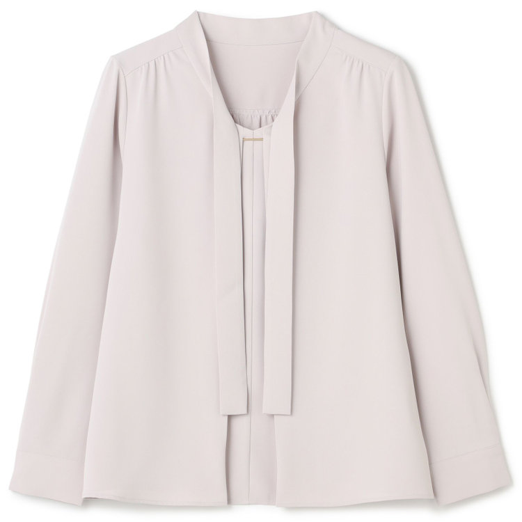 シルバーライン 【SL/長袖】ボウタイプルオーバー/ピンク/「ウォッシャブル」「ストレッチ」「防シワ」「UV加工」「静電気防止」 赤淡色