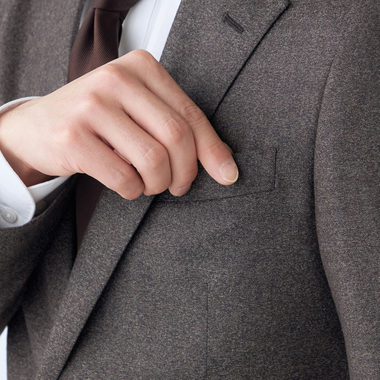 シルバーライン 【発送在庫あり】【CLASSICO TAPERED】【秋冬】2釦シングルスーツ 1タック/ブラウン/CANONICO 1663 fabric made in italy/※裾上げ必要 茶中間