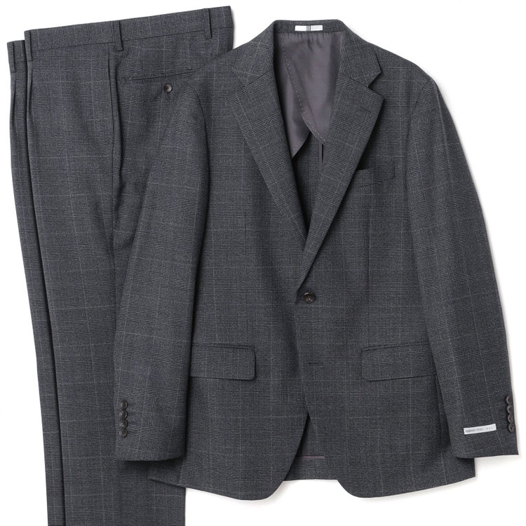 シルバーライン 【発送在庫あり】【CLASSICO TAPERED】【秋冬】スペアパンツ付き/2釦シングルスーツ 1タック/グレー×グレンチェックオーバーペン/ウォッシャブル/※裾上げ必要 グレー中間