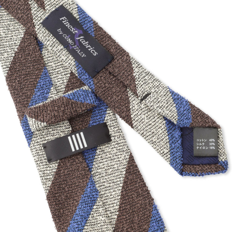 ブラックライン 【発送在庫あり】【BL】コットンシルクブレンドストライプネクタイ 7.5cm幅/ブラウン×ホワイト×ブルー/Finest fabrics by COMO ITALY その他