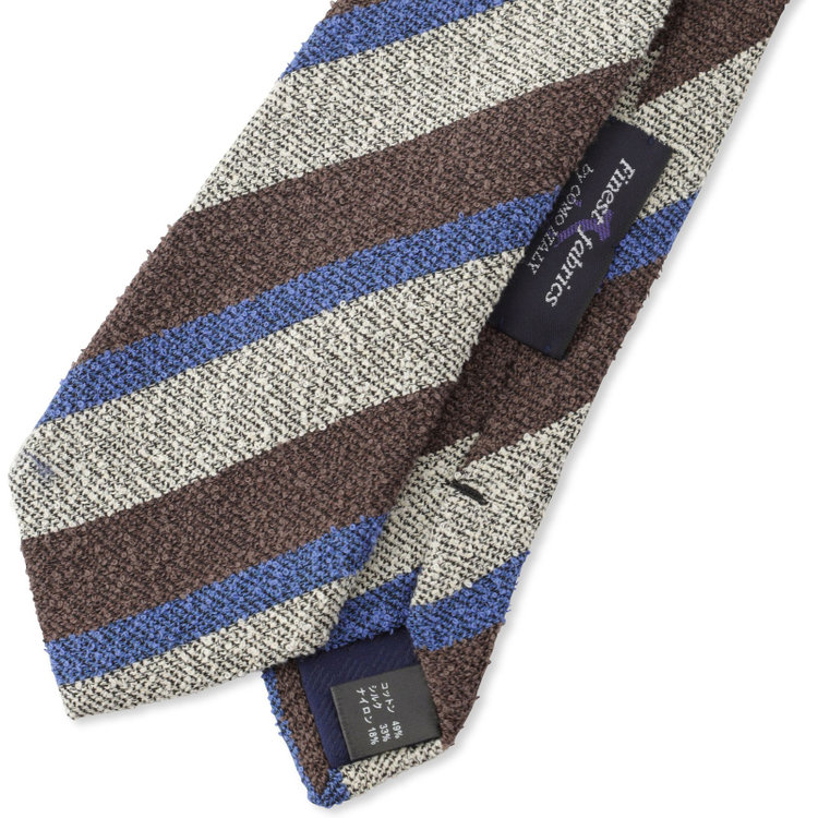 ブラックライン 【発送在庫あり】【BL】コットンシルクブレンドストライプネクタイ 7.5cm幅/ブラウン×ホワイト×ブルー/Finest fabrics by COMO ITALY その他